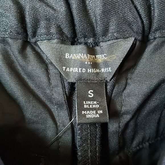 BANANA REPUBLIC Tapered Linen-Blend Pull-On Pant, Black, Size Small - Picture 8 of 9